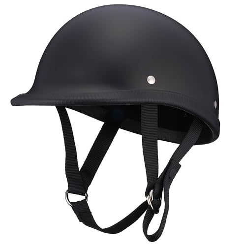 TT&CO. バイク ヘルメット ハーフ USAジョッキー 半ツヤブラック [耳がしっかり逃げるデザイン&軽量＆スリムシェイプ] XL/XXL：59-61cm 公道使用不可 ハーレー アメリカン 原付